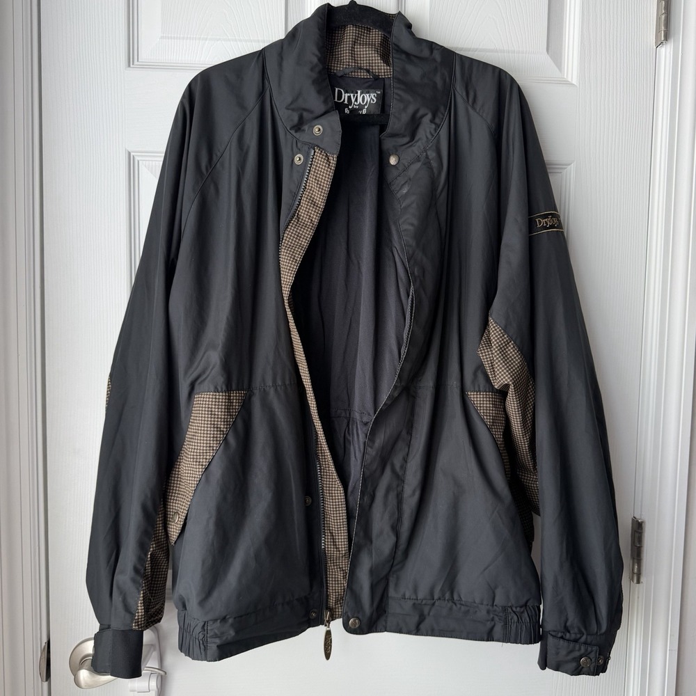 FootJoy Dry Joy Men's XL Insulated Golf Zip Rain Jacket Wind Breaker Black Brown
